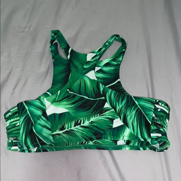 PALM TREE HALTER BATHING SUIT TOP - Picture 2 of 3